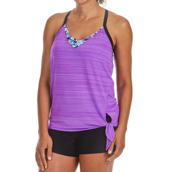 NWT ZeroXposur Womens XXL Side Knot Lavender 2 Puece Tankini Swimsuit - Picture 2 of 5